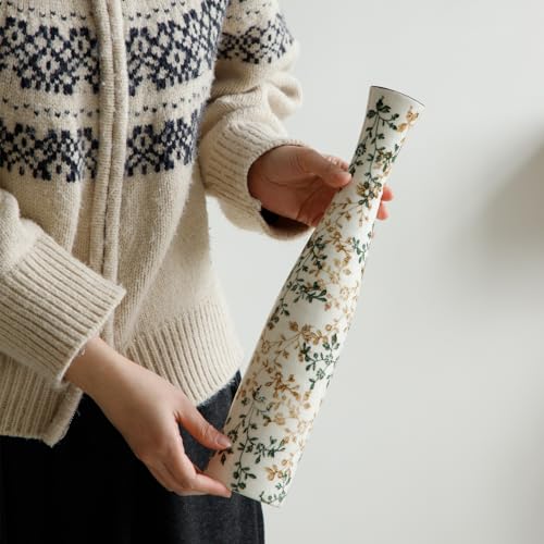 Ceramic Flower Vase, Chinoiserie Floral Green Vintage Tall Vase - size: 15 Inch Tall
