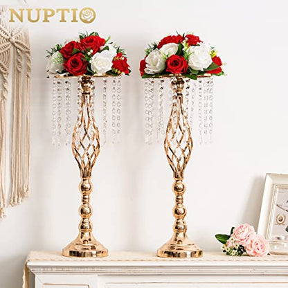 NUPTIO Flower Balls Centerpieces for Wedding Tables, Red & White Roses - color: Red & White, size: 2 Pcs