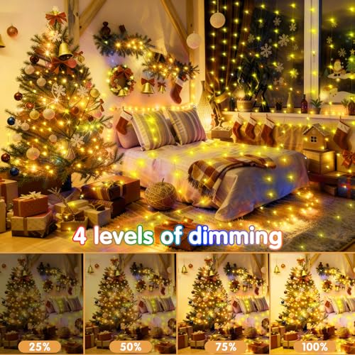 KNONEW 203FT 600LED Green Wire Outdoor Fairy Lights Plug in Warm White Xmas - color: Warm White, size: 203FT 600 LED Green Wire