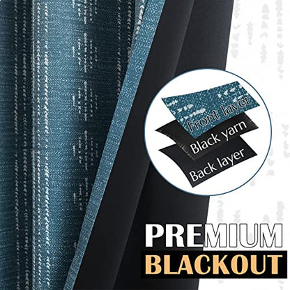 jinchan Boho Blackout Curtains 54 Inch Length for Bedroom - color: Boho | White on Blue, size: 52"W x 54"L (Pack of 2)