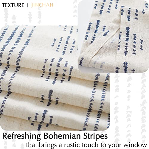 jinchan Striped Valance 18 Inch Modern Boho 1 Panel Blue on Linen - color: Boho Blue on Linen, size: 50"W x 18"L (Pack of 1)
