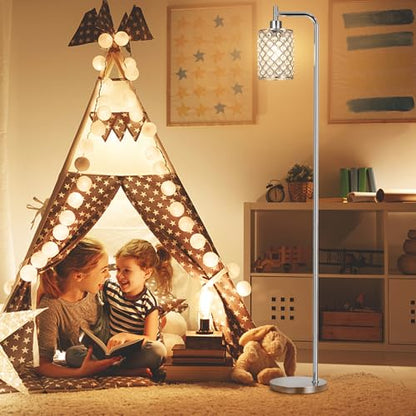 Ziisee Crystal Floor Lamp - Industrial Modern Standing Lamps with LED Bulb for Living Room Bedroom Office - Silver - color: Crystal-Silver
