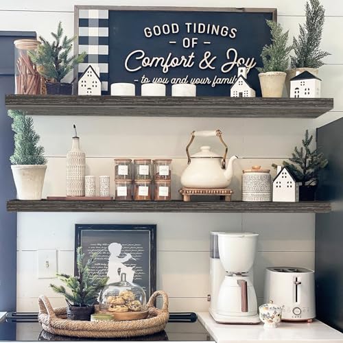 QEEIG Extra Long Floating Shelves for Wall (Grey, Set of 2, 47.2") - color: D. Grey, size: 47.2"