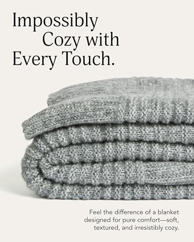 UnHide Melange Knit Blanket, Textured and Ultra-Soft Wool Throw Blanket - color: Silver Fox, size: Melange Wool (60" x 80")