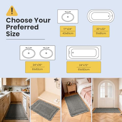 Waffle Bath Mat Non-Slip Quick-Dry Rugs Hallway Bedroom Dark Gray - color: Dark Gray, size: 20" x 32"