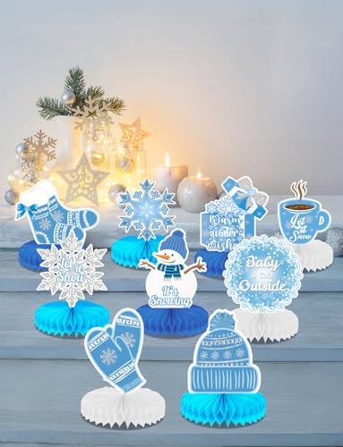 Winter Centerpieces for Table, 9Pcs Snowflake Table Decorations - style: Winter