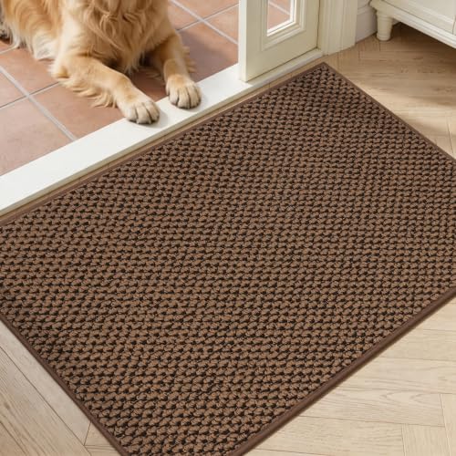 Dirt Trapper Door Mat 24" x 36", Non Slip Washable Doormat, Brown - color: Brown, size: 24" x 36"
