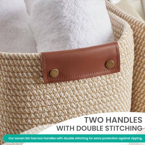 3 Pack Woven Cotton Rope Storage Basket, 15x10x9, Multi-Brown - color: Multi-Brown