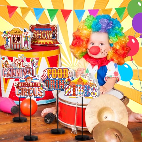 DoubleFill 6 Pcs Carnival Party Decoration for Table Centerpieces - style: Carnival Circus