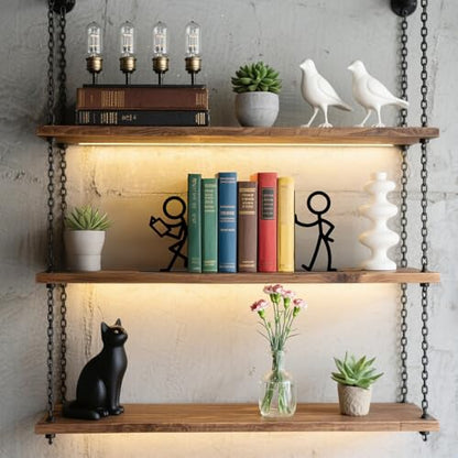 Metal Bookends Reading People Book Ends for Shelves - color: Black - 1 Pair People Reading Book