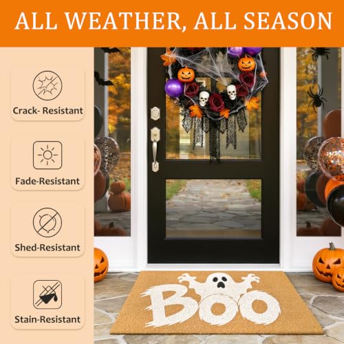 Halloween Welcome Mat Ghost Boo Non-Slip Front Door Mat, 17x29 in - color: Ghost Boo