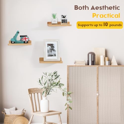 Small Floating Shelves for Wall,5x8.5 Inch,Natural Wood,Set of 3 - color: Wood Color