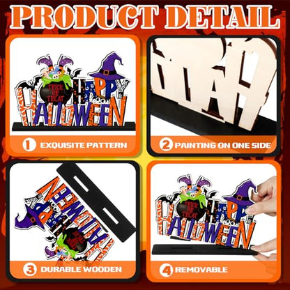CroBlissful 6 Pcs Halloween Table Centerpieces, Pumpkin Ghost Wood Signs - style: Halloween