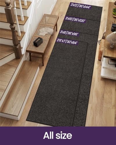 DEXI Hallway Runner Rug 36x120, Non Slip Long Rug for Entryway, Brown - color: Brown, size: 36" X 120" (Runner)
