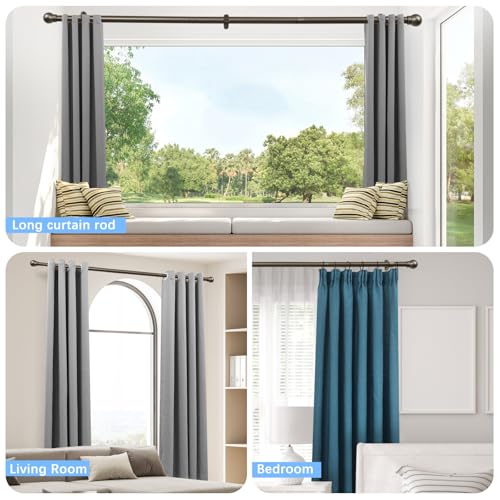 Curtain Rods for Windows 16-48", 1 In Brown Curtain Rod, 2 Pack - color: Brown, size: 48" - 1'' rod - 2 Pack