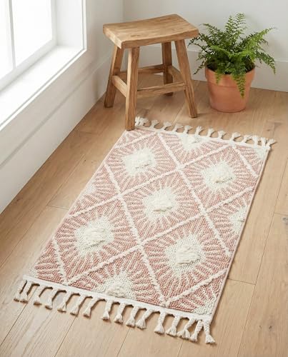Rugs.com Boho Collection Rug – 2x3 Pink Medium-Pile Rug Perfect for Entryways, Kitchens, Breakfast Nooks, Accent Pieces - color: Pink, size: 2' x 3' Rectangular