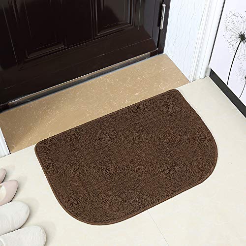 COSY HOMEER 27x18 Half Round Kitchen Rug,Non Slip Washable Mat,Brown 1PC - color: Brown, size: 1'6" x 2'3" (Semicircular)