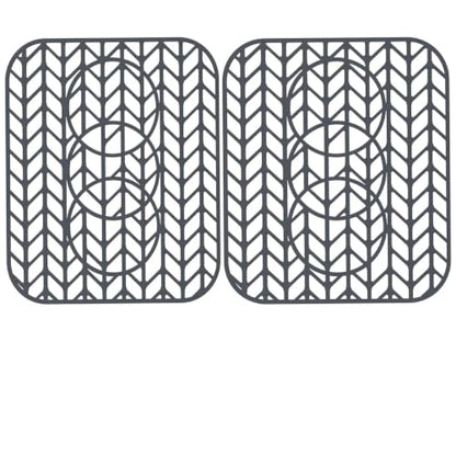 AWOKE Sink Protectors for Kitchen Sink - 13.6"x 11.6" Sink Mat - Heat-resistant Easy-clean Silicone Sink Mat - for Protection of Stainless Steel Sink with 3 Reserved Holes Pack of 2 - size: 13. x 11.6 2PCS