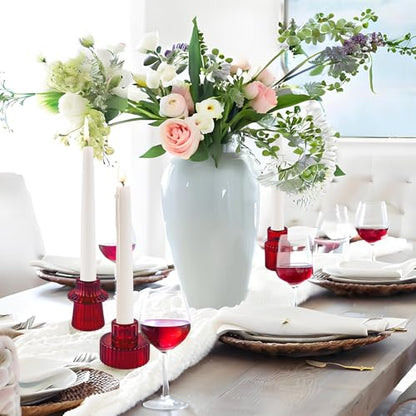 Glass Candlestick Holders, Taper Candle Holders, Set of 6, Red - color: Red, size: 6 PCS