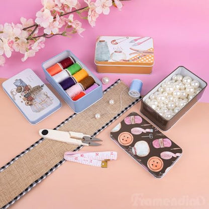 Framendino, 5 Pack Mini Tinplate Tin Boxes Trinket Jewelry Coin Containers for Jewelry Storage Case (Random Color) - color: Sewing