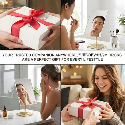 MIRRORVANA Large Free Standing Mirror, Frameless, 9.8" x 7" (Gold) - color: Gold
