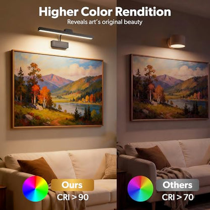 3 Pack Picture Light for Wall, 15'' Wireless Rechargeable 5000mAh Art Light with Remote, Dimmable Magnetic LED Painting Light, Battery Operated Wall Light for Display Gallery, Hallway, Living Room