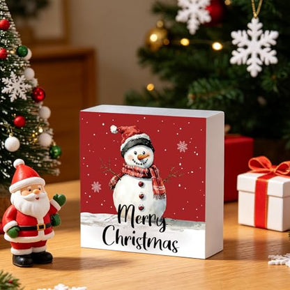 Christmas Decorations Indoor Christmas Decor Wooden Sign 5.9 x 5.9 Inch