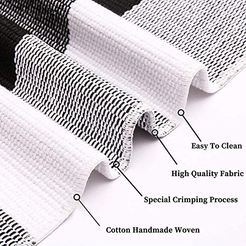 KILOCOCO Buffalo Plaid Checkered Rug 4x6 ft Black White Front Door Rug - color: Black and White, size: 4' x 6' (Rectangular)