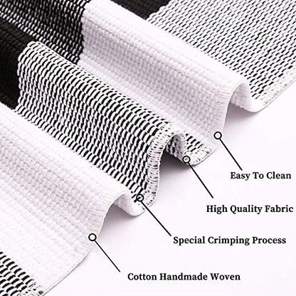 KILOCOCO Buffalo Plaid Checkered Rug 4x6 ft Black White Front Door Rug - color: Black and White, size: 4' x 6' (Rectangular)