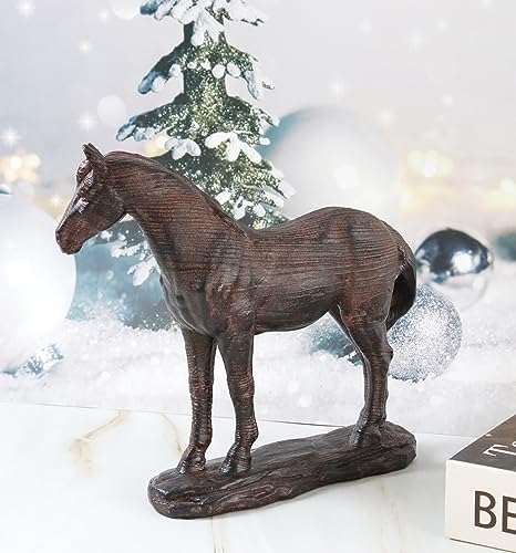 Hymmah Hourse Statue Home Decor Rustic Home Decorations for Living Room, Boho Sculpture Resin Animal Collectible Figurines for Indoor Decor - style: brown hourse