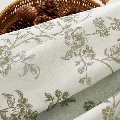 jinchan Green Linen Floral Kitchen Tier Curtains and Valance Set 3 Pieces - color: Alisa | Green on Linen, size: 26"W x 36"L (Pack of 3)