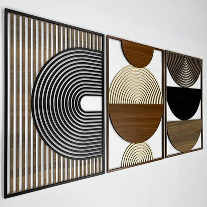 Mid Century Modern Wood Wall Art, Boho Wooden Wall Art for Home & Office, Abstract Wood Wall Decor in Midcentury Modern Style, Home Gift