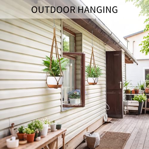 Macrame Plant Hanger - Fits 6-15 Inch Pots, Set of 2, Brown - color: 43+43 Inch Brown