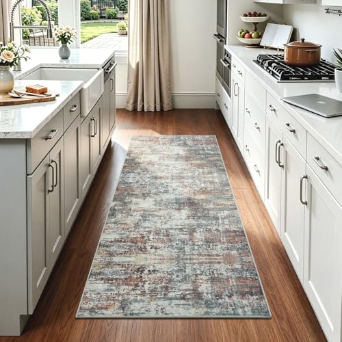 Washable Runner Rug Non Slip 2.6x8 for Kitchen Hallway Entryway - color: Red, size: 2'6" x 8' (Runner)