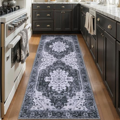 Ciicool 2x6ft Runner Rug,Small Throw Runners for Hallway Kitchen Entryway - color: Grey/Black, size: 2' x 6' (Runner)