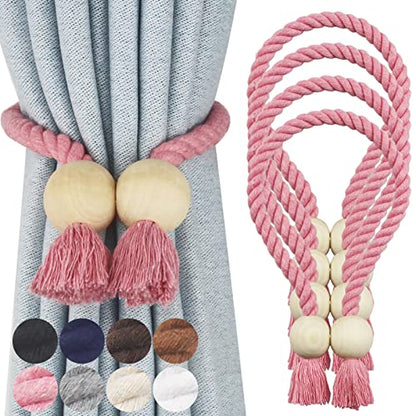 Magnetic Curtain Tiebacks Decorative Tie Back Drapes Holdbacks Nieffeiy - color: Pink