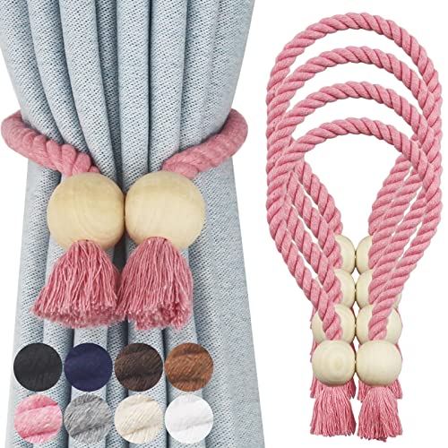 Magnetic Curtain Tiebacks Decorative Tie Back Drapes Holdbacks Nieffeiy - color: Pink