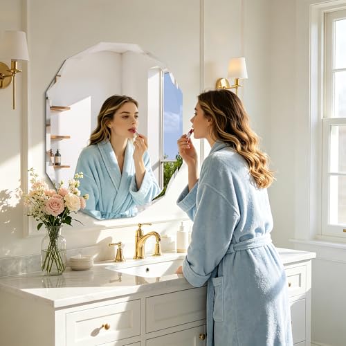 GLASHOM Frameless Oval Bathroom Mirror, 24x30 inch Beveled Wall Mirror - size: 24"L x 30"W