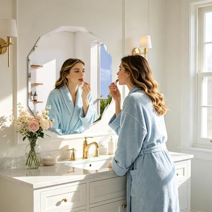 GLASHOM Frameless Oval Bathroom Mirror, 24x30 inch Beveled Wall Mirror - size: 24"L x 30"W