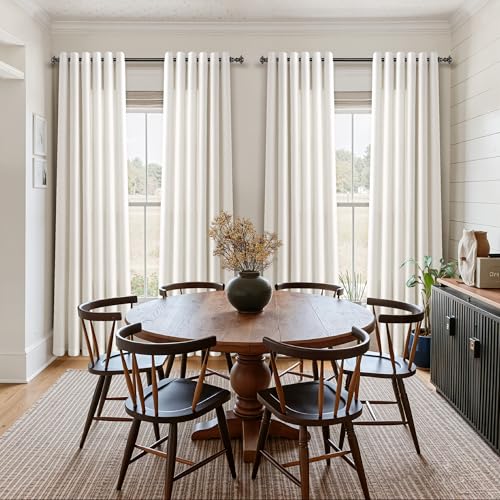 Jowels Natural Linen Grommet Curtains 63 Inch Long 2 Panels for Living Room - color: Natural, size: 40"W x 63"L (Pack of 2)