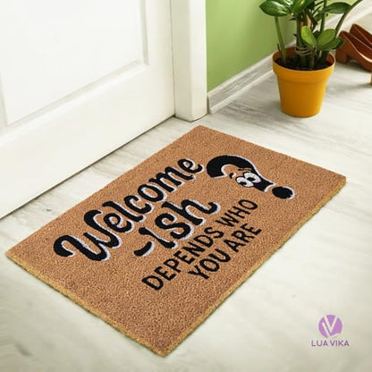 Funny Coir Door Mats Outside and Inside, Welcome, 17 x 30 in - color: Welcome