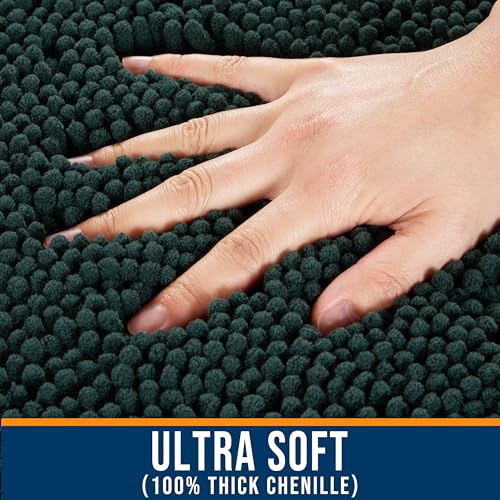 Chenille Bathroom Rug 32"x20" Extra Soft Absorbent Quick Dry Rugs, Green - color: Green, size: 1'8" x 2'8" (Rectangular)