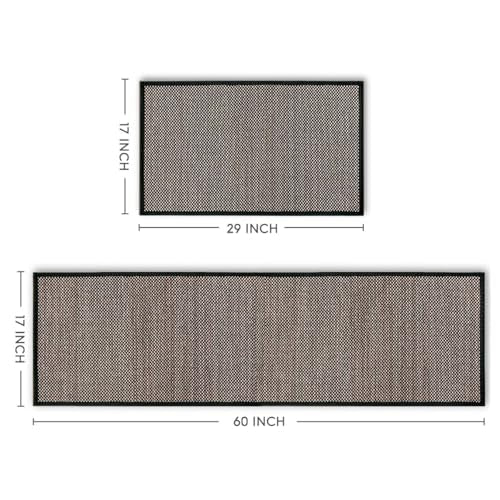 Artoid Mode Non-Skid Kitchen Rugs and Mats Set of 2-17x29 + 17x60 - color: Black, size: 17" x 29" /17" x 60"