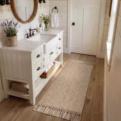 Collive Bathroom Runner Rug, 2' x 5' Modern Farmhouse Kitchen Rugs - color: Tan/Cream, size: 2' x 5' (Rectangular)
