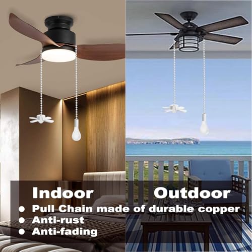 Ceiling Fan Pull Chain Extension Ornaments Chains with Decorative Light Bulb and Fan Cord 13.6 Inches Bronze Fan Pull Chain Set for Ceiling Light Lamp Fan Chain(Paint White) - color: White