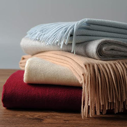 EP Mode 100% Pure Cashmere Throw Blanket for Sofa, Baby Blue - color: Baby Blue