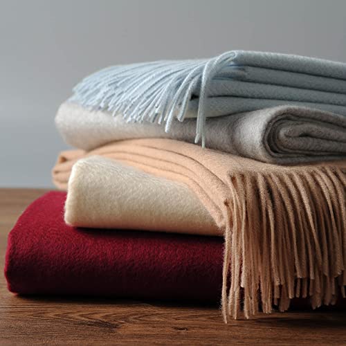 EP Mode 100% Pure Cashmere Throw Blanket for Sofa, Lt. Heather Grey - color: Lt. Heather Grey