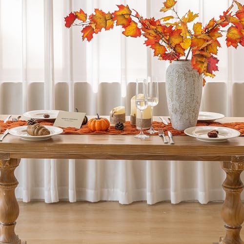 Keketoarrange Fall Table Runner Rust Terracotta Soft Plush Faux Fur Velvet Pumpkin Autumn Harvest Cloth Dining Centerpiece Thanksgiving Decor for Home Kitchen Decoration 13 x 48 Inch - size: 48"x13"