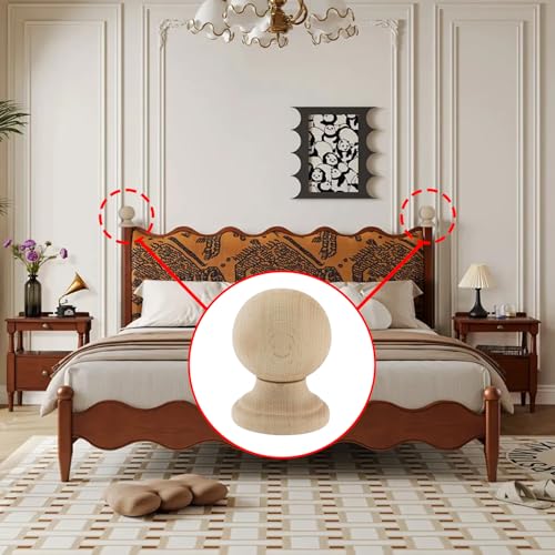 Unfinished Wood Finials,2-1/4 inch Dowel Finial,2PCS - color: Wood, size: 3-1/4"×2-1/4"