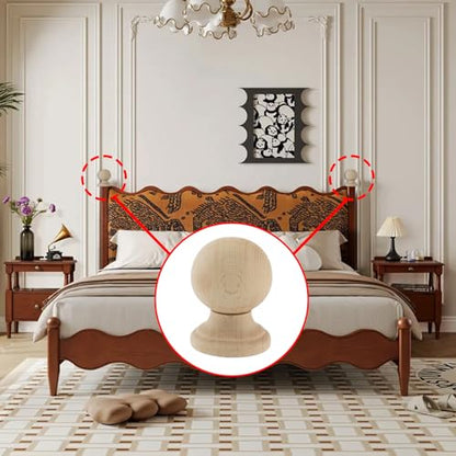 Unfinished Wood Finials,2-1/4 inch Dowel Finial,2PCS - color: Wood, size: 3-1/4"×2-1/4"